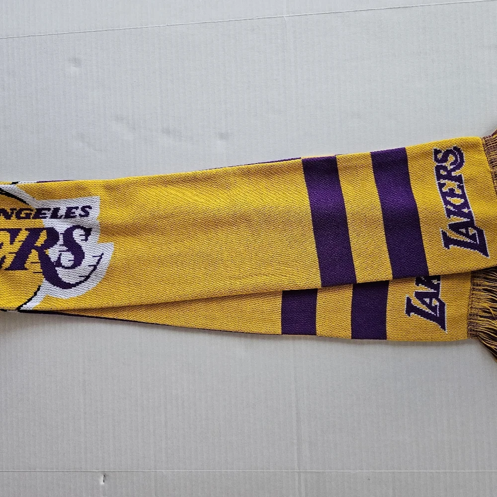 Los Angeles Lakers NBA Scarf Purple And Yellow W/ Fringe Edges Double Sided NWOT